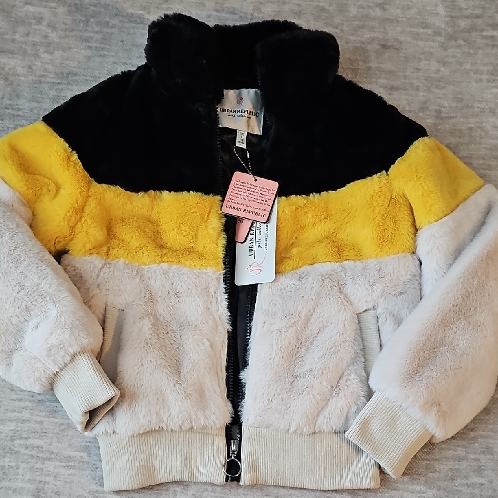 Urban Republic Black, Yellow, and Cream Puffer Jacket - Picture 1 of 4